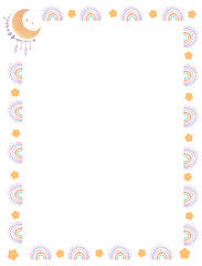 boho rainbow border frame watercolor