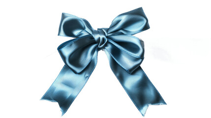 Naklejka premium Light blue satin silk ribbon tied bow isolated on transparent background PNG