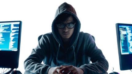 Hacker on white background 