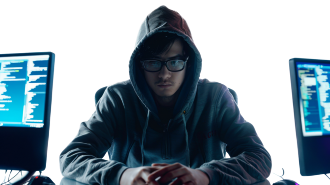 Hacker on white background 