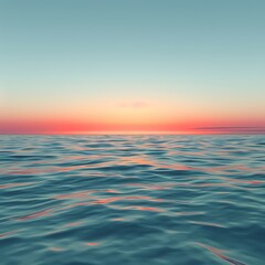 Obraz premium Calm sea horizon, wide angle, soft gradient, tranquil hues for minimalist wallpaper