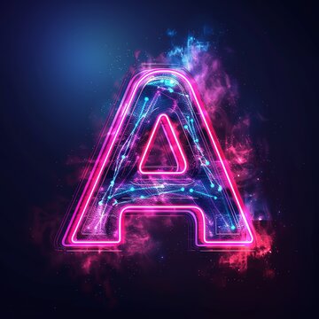 Abstract awg symbol icon with neon effects and glowing edges