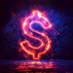 Abstract yen symbol icon with neon effects and glowing edges