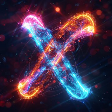 Abstract xcd symbol icon with neon effects and digital glow