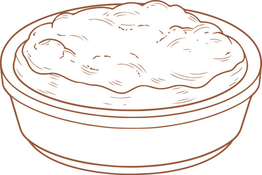 recommend clip art: Souffle, Airy Baked Dish outline hand drawn engraving
