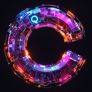 High-tech qar symbol icon with vibrant colors and holographic details