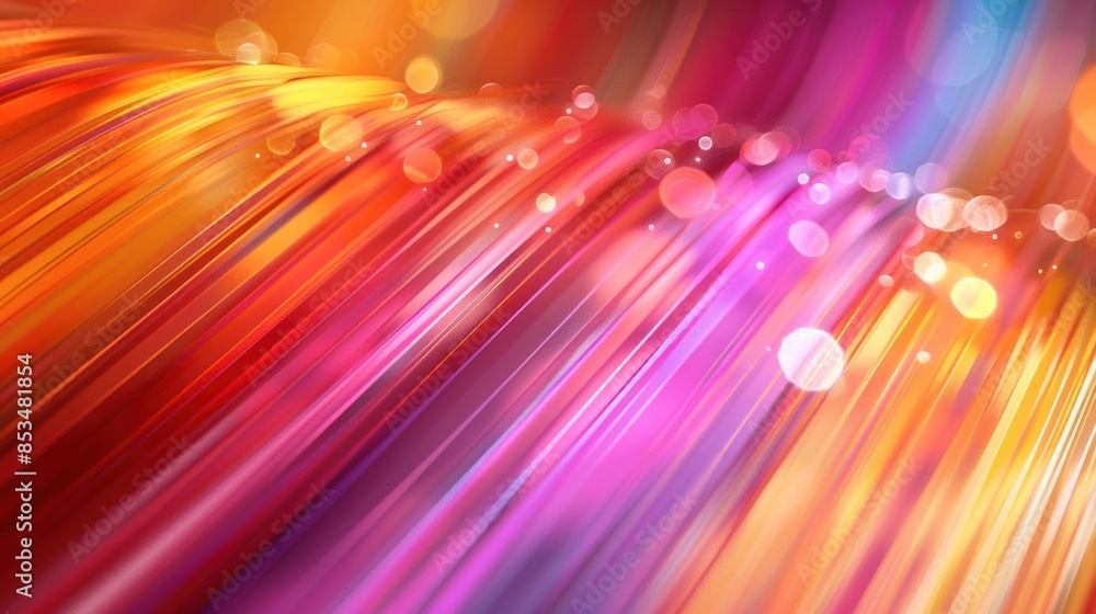 Poster colorful abstract light streaks with bokeh effects, creating a vibrant and dynamic visual display.