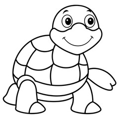 Turtle Line Art Vector Illustration.