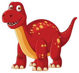 Smiling red dinosaur with yellow spots