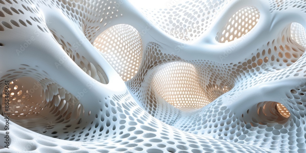Aufkleber intricate abstract 3d honeycomb structure in white, showcasing complex organic patterns and modern d