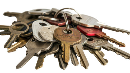 House keys on white background