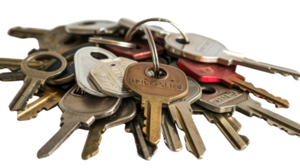 House keys on white background