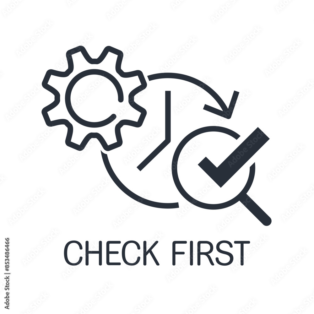 Poster check first. vector linear icon isolated on white background.