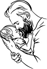 Sketch of a Tender Bond Between Father and Child