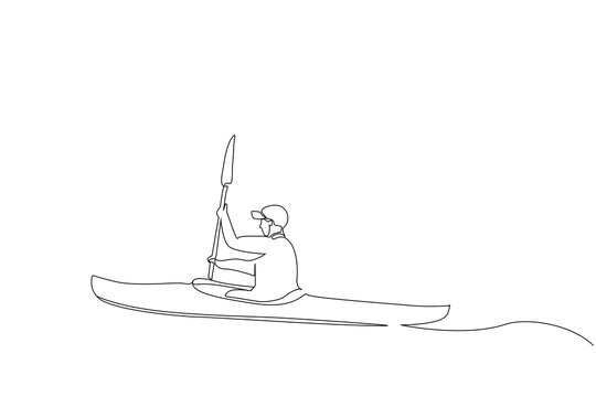 recommend clip art: canoe kayak boat sport man athlete lifestyle one line art design vector