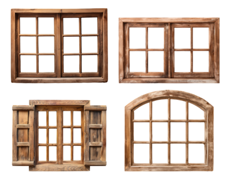 Wooden windows, cut out
