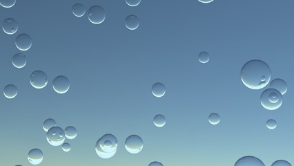 水面と気泡、炭酸水や清潔感や洗濯をイメージする水中の泡