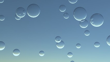 水面と気泡、炭酸水や清潔感や洗濯をイメージする水中の泡