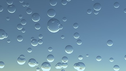 水面と気泡、炭酸水や清潔感や洗濯をイメージする水中の泡