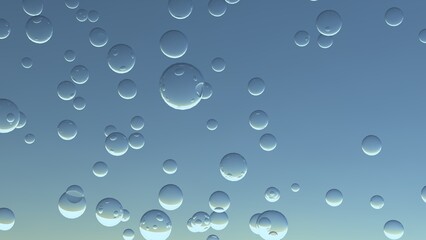 水面と気泡、炭酸水や清潔感や洗濯をイメージする水中の泡