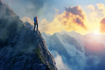people hiking climb mountain by generative ai