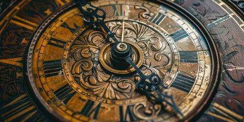 Fototapeta premium macro Close close-up of analog vintage clock face