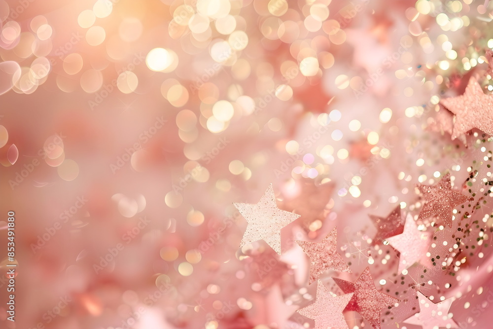 Poster bokeh winter background with sparkles and stars.