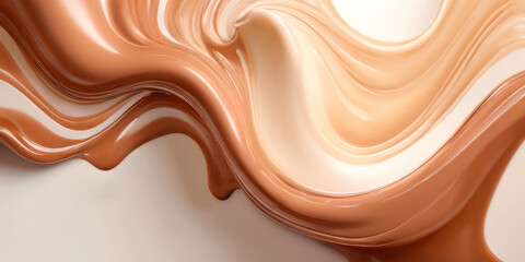 Naklejka premium liquid chocolate with milk swirling waves splashes on a white background