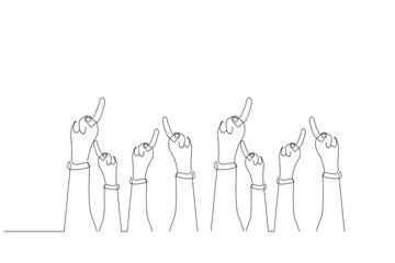 people showing index finger up crowd group business one line art design vector