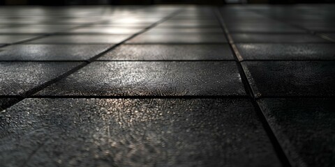 Obraz premium High-Quality Photo of Black Tatami Flooring in a Gym. Concept Home Gym Design, Black Tatami Flooring, Workout Space Aesthetics