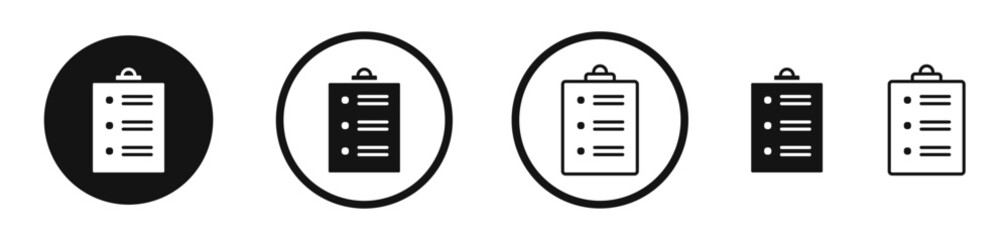 Clipboard flat liner icon set.