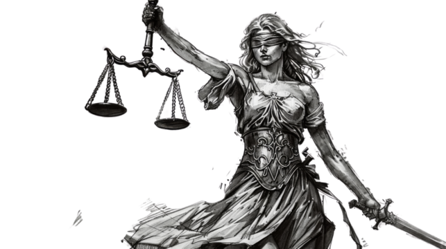 Lady Justice on white background