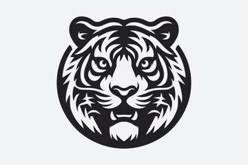 Tiger Face Logo Icon Vector Illustration Silhouette