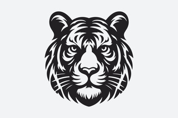 Tiger Face Logo Icon Vector Illustration Silhouette