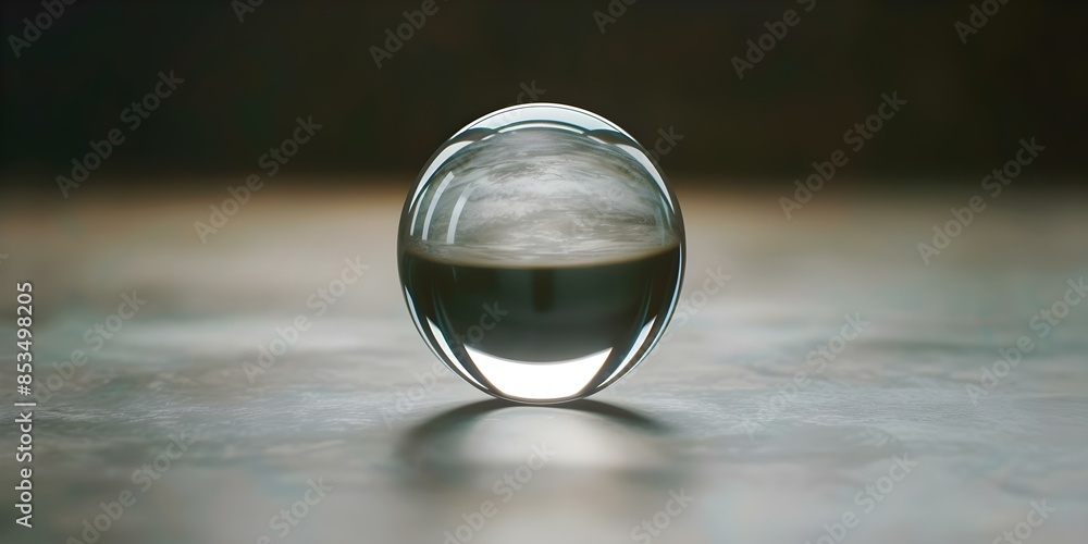 Poster looping timelapse animation empty crystal ball in virtual 4k. concept looping, timelapse animation, 