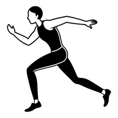 Male Sportsman Running Vector Line and Silhouette Illustration. Male sportsman running vector line and silhouette illustration for digital and print use