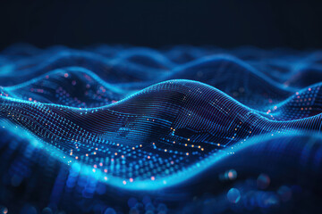 Abstract dark blue lights background. Future innovation high-tech digital communication business connection, clear and crisp details. Technology global network particle luxury