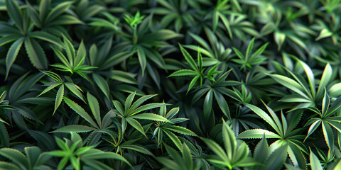 Many small green Cannabis plants