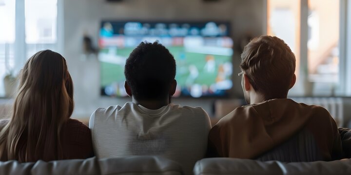Friends enjoy watching sports on TV at a pub with high-quality visuals. Concept Watching Sports, Friends, TV Pub, High-Quality Visuals, Enjoyment