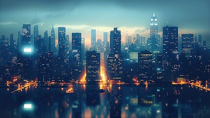 Fototapeta premium City skyline in surrealism style. Generative AI.