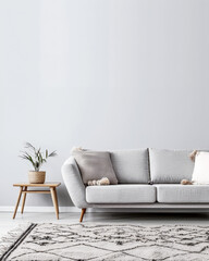 Minimalist room interiors in neutral colors with minimal furniture. Residential interior design composition for Real Estate.