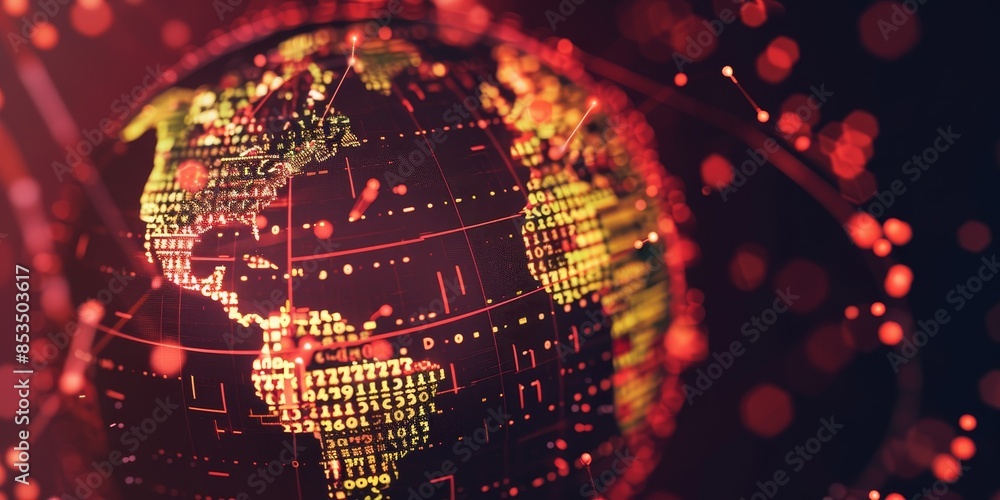 Poster a globe with currency symbols from different countries, representing the interconnected global finan