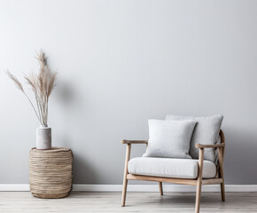 Minimalist room interiors in neutral colors with minimal furniture. Residential interior design composition for Real Estate.