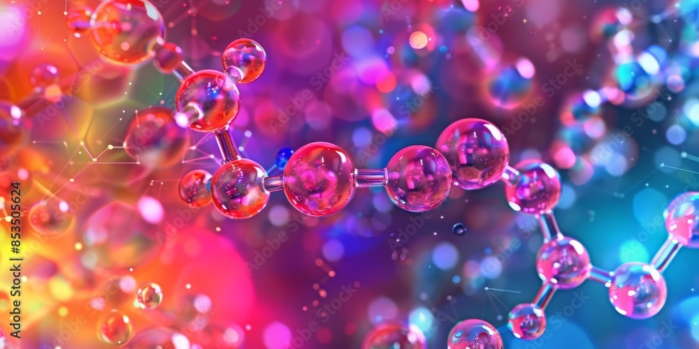 Leinwandbilder vibrant molecular structure visualization, illustrating the vibrant colors and patterns of molecular