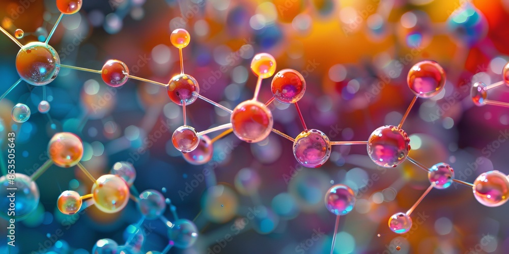 Leinwandbilder vibrant molecular structure visualization, illustrating the vibrant colors and patterns of molecular