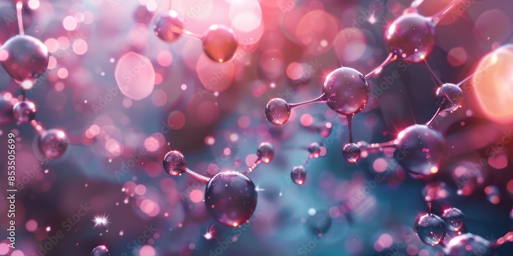 Poster digital molecular structure concept, featuring a detailed visualization of atomic bonds and arrangem