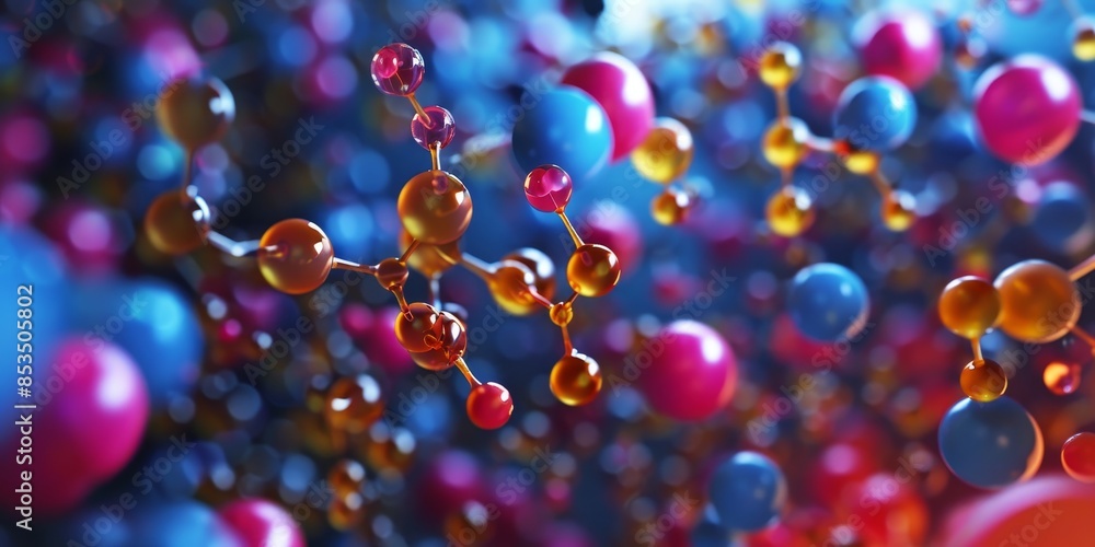 Aufkleber Abstract molecular structure graphic, illustrating the intricate network of atoms and molecular bonds