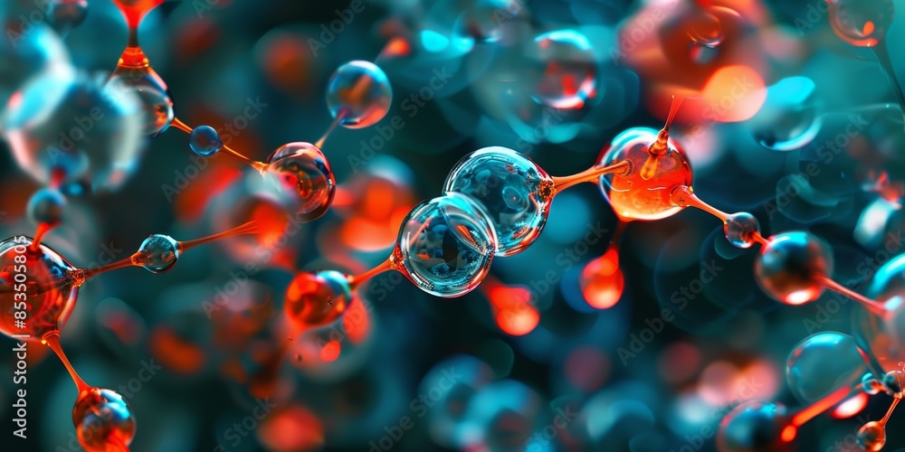 Aufkleber abstract molecular structure graphic, illustrating the intricate network of atoms and molecular bond