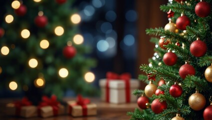 merry christmas festival holiday wallpaper with xmas tree decor.