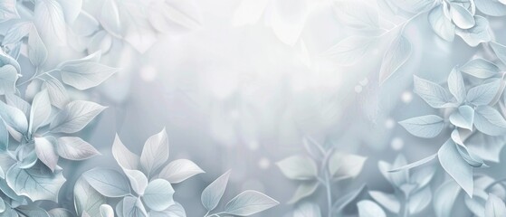 Abstract floral nature background with delicate white plant and flower leaves border